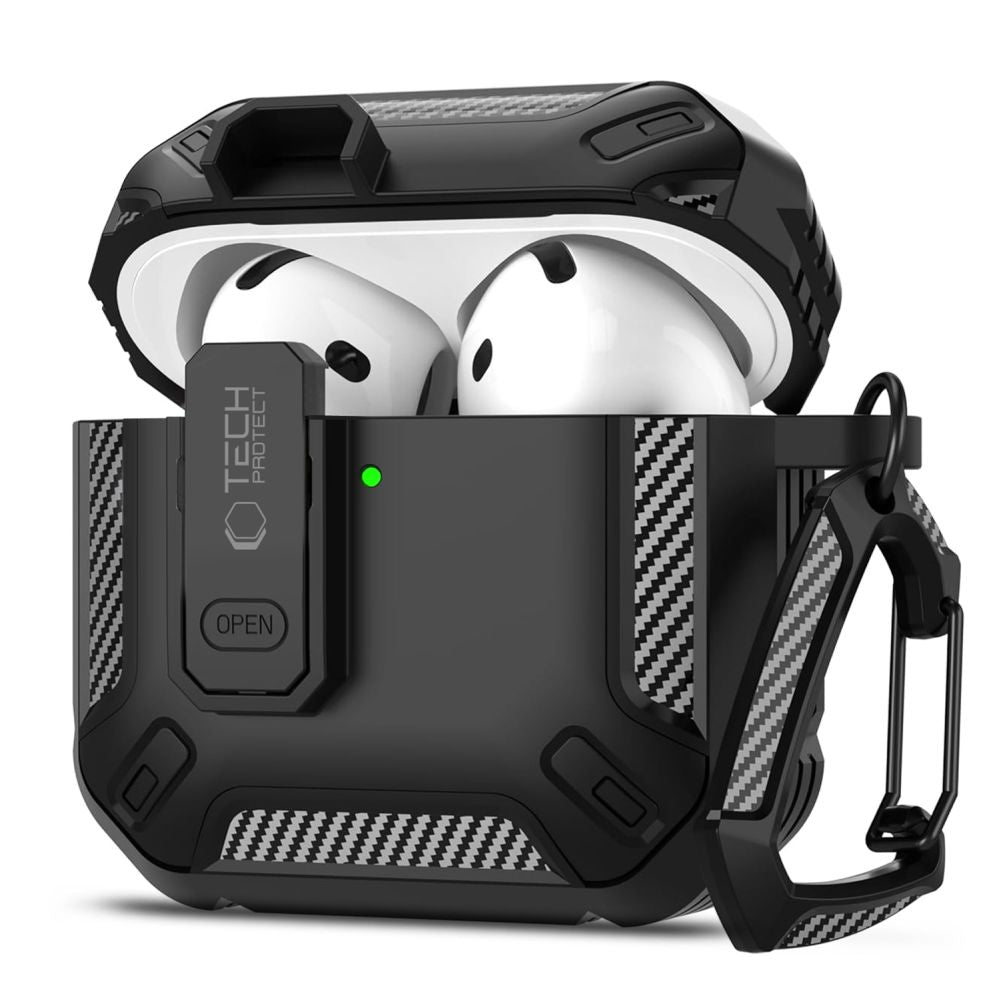 COPERTURA TECH-PROTECT CARBONOX APPLE AIRPODS 4 NERA
