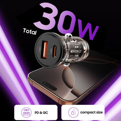 TECH-PROTECT CC01 CARICATORE DA AUTO A 2 PORTE PD30W/QC3.0 NERO