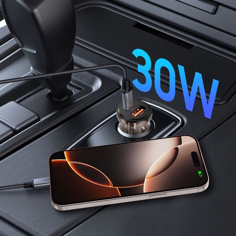 TECH-PROTECT CC01 CARICATORE DA AUTO A 2 PORTE PD30W/QC3.0 NERO