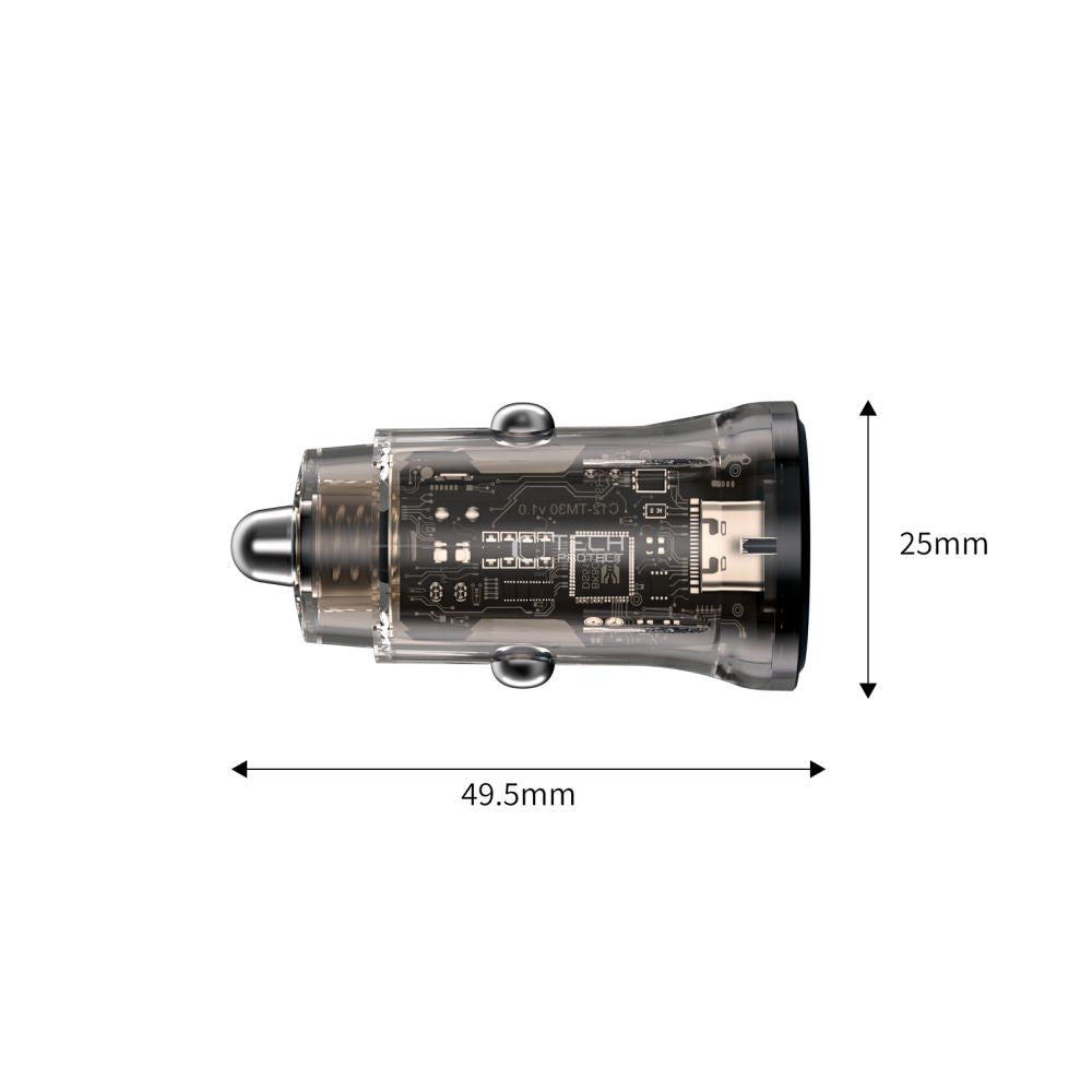 TECH-PROTECT CC01 CARICATORE DA AUTO A 2 PORTE PD45W/QC3.0 NERO