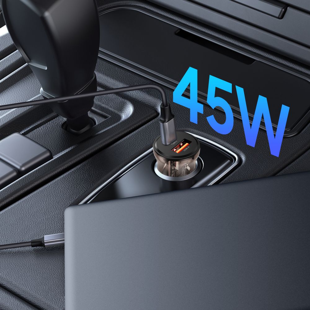TECH-PROTECT CC01 CARICATORE DA AUTO A 2 PORTE PD45W/QC3.0 NERO