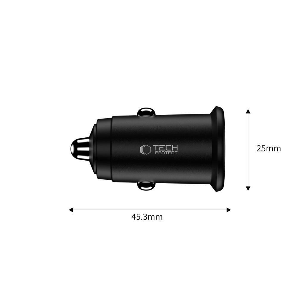 TECH-PROTECT CC02 CARICATORE DA AUTO A 2 PORTE PD35W/QC3.0 NERO