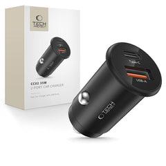 TECH-PROTECT CC02 CARICATORE DA AUTO A 2 PORTE PD35W/QC3.0 NERO