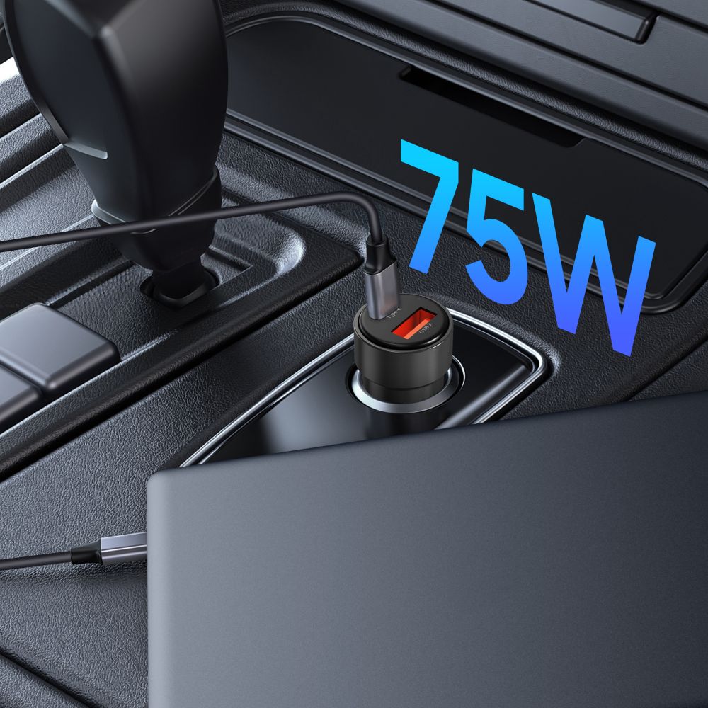 TECH-PROTECT CC03 CARICATORE DA AUTO A 2 PORTE PD75W NERO