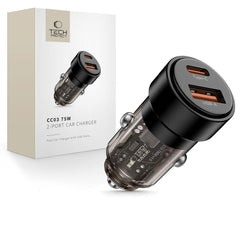 TECH-PROTECT CC03 CARICATORE DA AUTO A 2 PORTE PD75W NERO