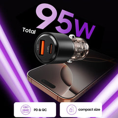 TECH-PROTECT CC03 CARICATORE DA AUTO A 2 PORTE PD95W/QC3.0 NERO