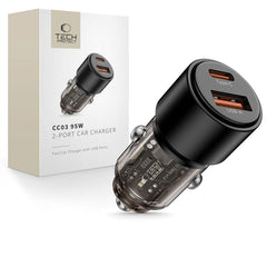 TECH-PROTECT CC03 CARICATORE DA AUTO A 2 PORTE PD95W/QC3.0 NERO