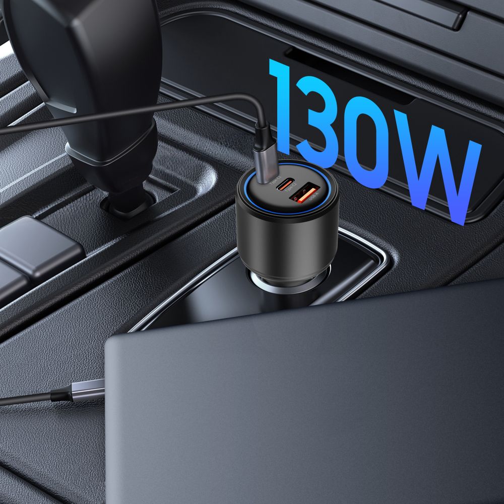 TECH-PROTECT CC04 CARICATORE DA AUTO A 3 PORTE PD130W NERO