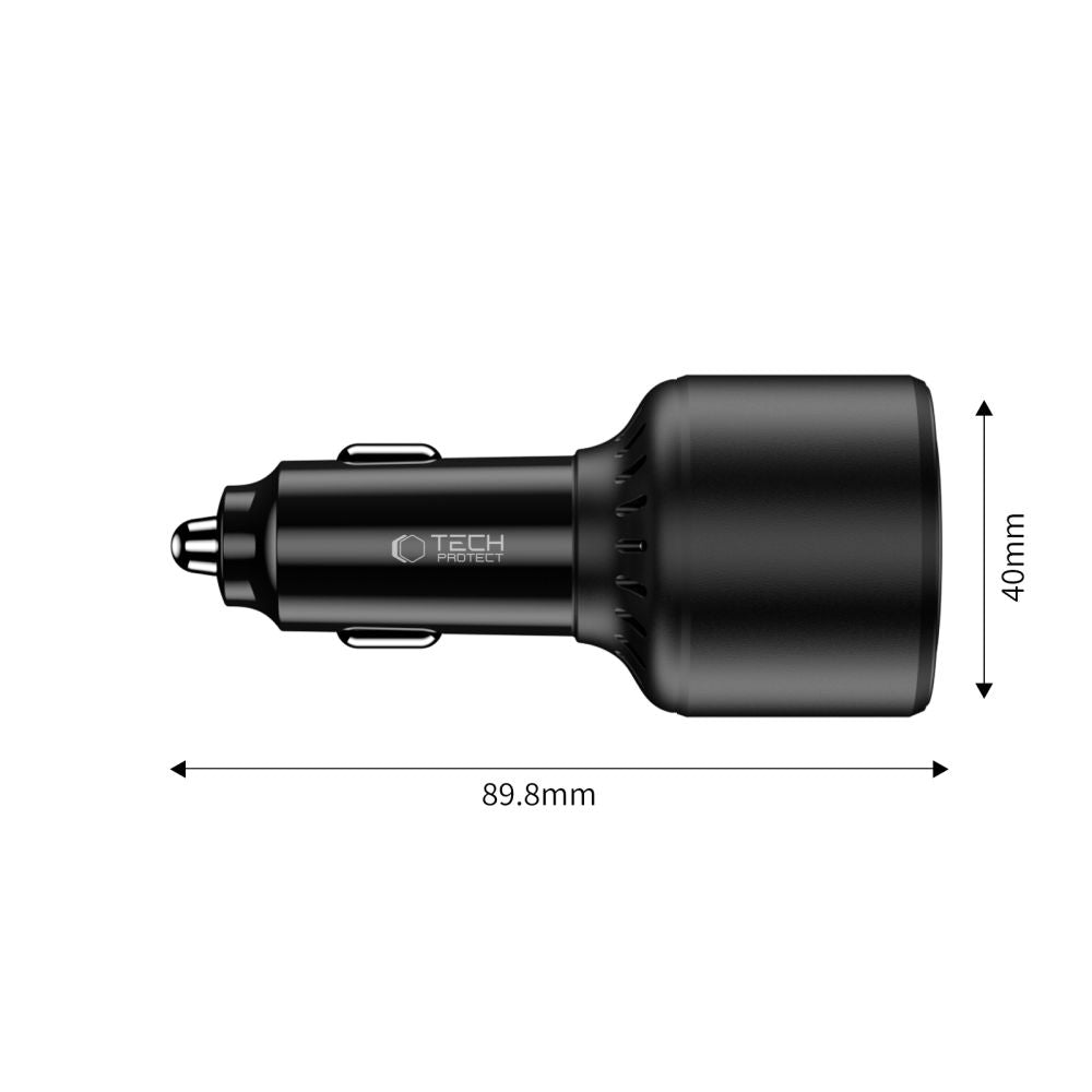 TECH-PROTECT CC04 CARICATORE DA AUTO A 3 PORTE PD175W NERO