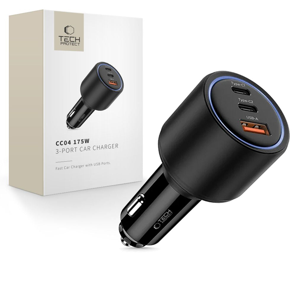 TECH-PROTECT CC04 CARICATORE DA AUTO A 3 PORTE PD175W NERO