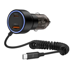 TECH-PROTECT CC05 CARICATORE DA AUTO A 2 PORTE PD60W + CAVO NERO
