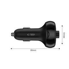 TECH-PROTECT CC06 CARICATORE DA AUTO A 3 PORTE PD72W + TRASMETTITORE FM BLUETOOTH NERO