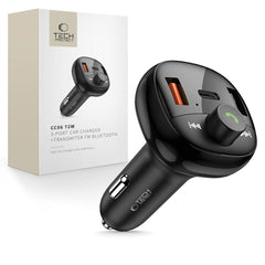 TECH-PROTECT CC06 CARICATORE DA AUTO A 3 PORTE PD72W + TRASMETTITORE FM BLUETOOTH NERO