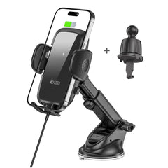 Supporto per telefono da auto con ricarica wireless TECH-PROTECT CM15W-V1 supporto per cruscotto e ventola caricatore wireless 15W nero