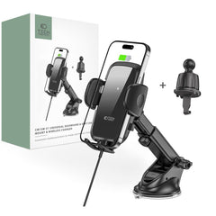 Supporto per telefono da auto con ricarica wireless TECH-PROTECT CM15W-V1 supporto per cruscotto e ventola caricatore wireless 15W nero