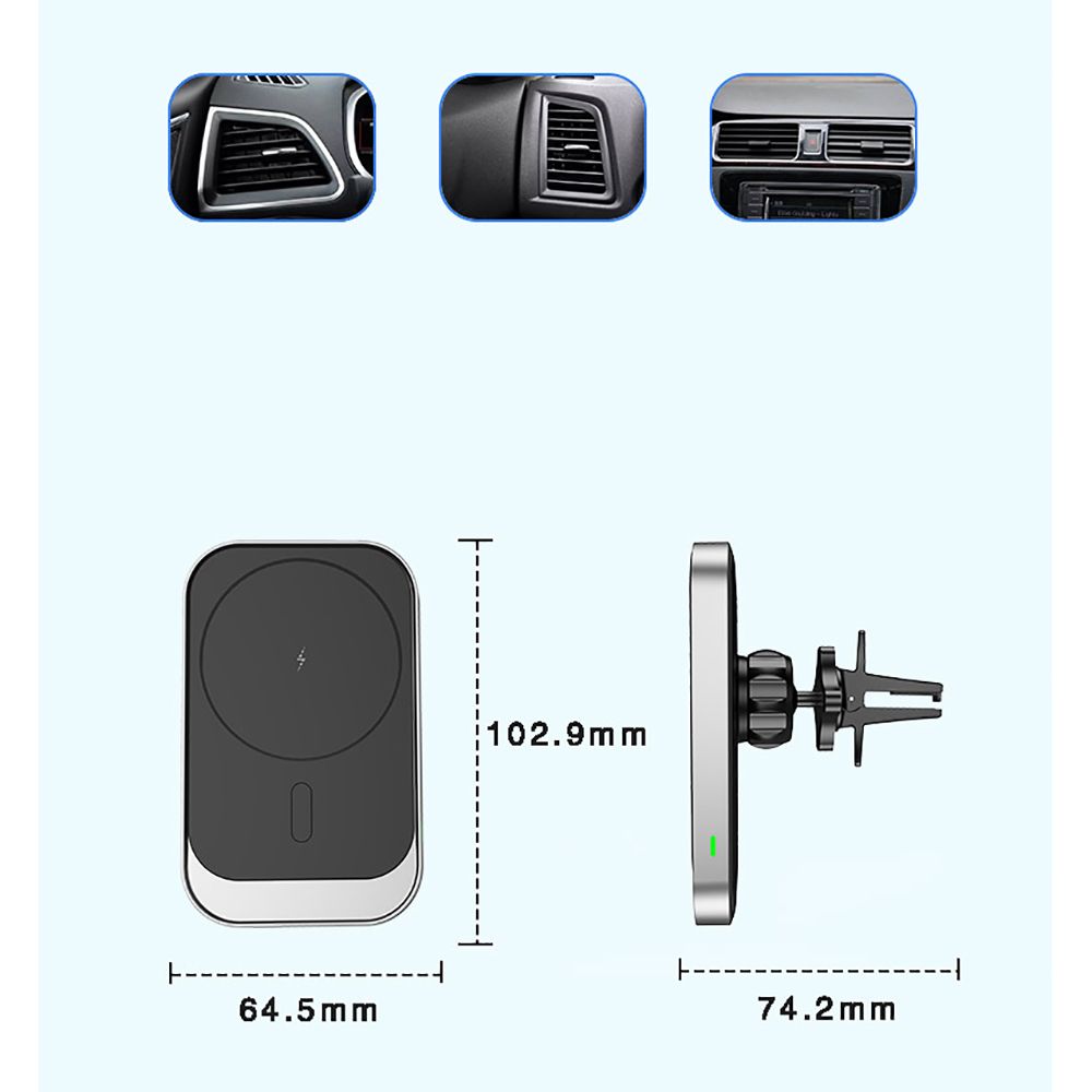 MONTAGGIO / CARICATORE PER AUTO TECH-PROTECT CW19 MAGNETICO MAGSAFE VENT CAR MOUNT NERO