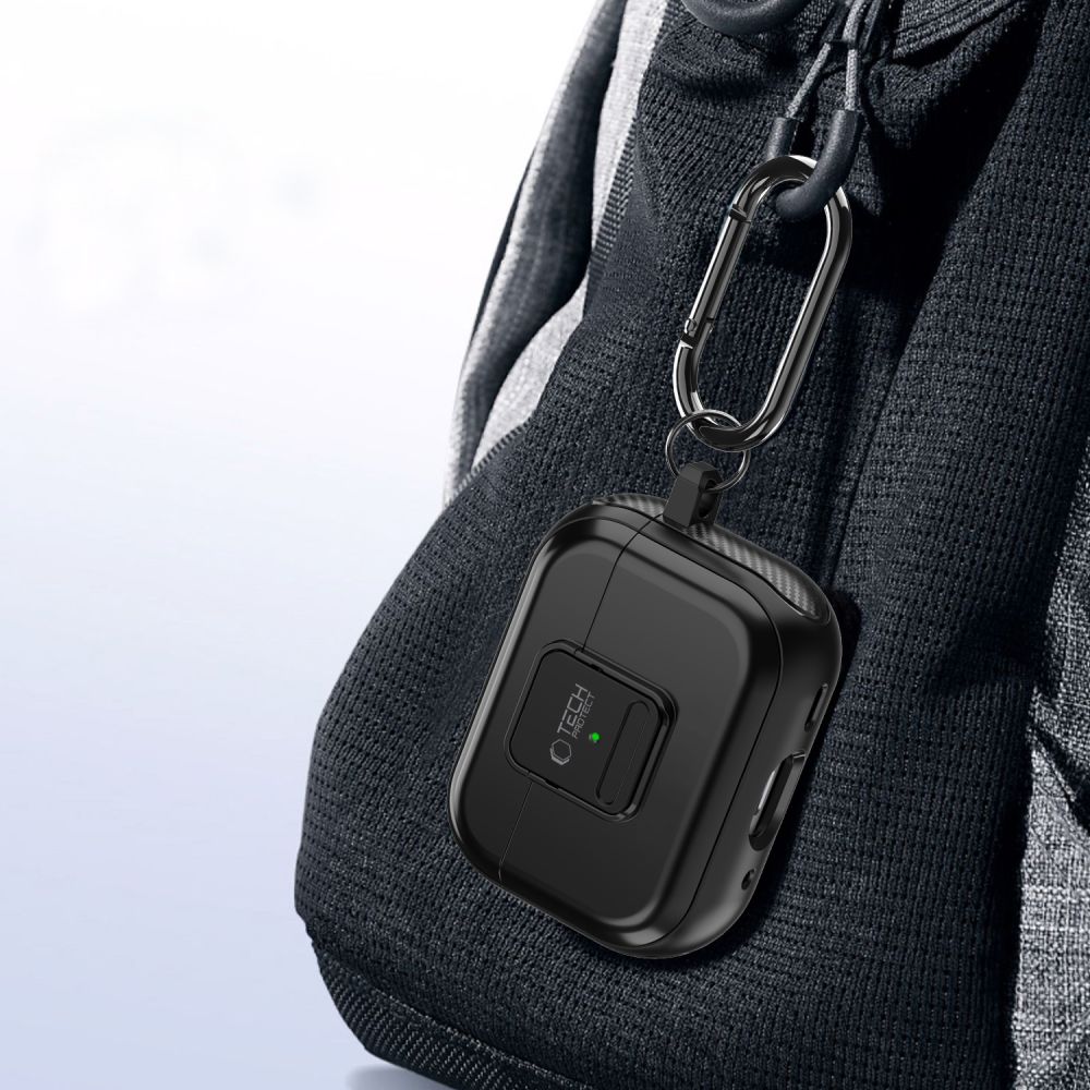 CUSTODIA TECH-PROTECT DEFENDER HOOK MAGSAFE APPLE AIRPODS PRO 1 / 2 NERA
