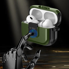 CUSTODIA TECH-PROTECT DEFENDER HOOK MAGSAFE APPLE AIRPODS PRO 1 / 2 VERDE OLIVA
