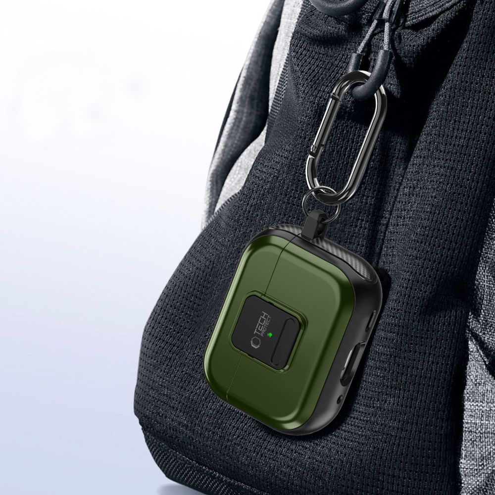 CUSTODIA TECH-PROTECT DEFENDER HOOK MAGSAFE APPLE AIRPODS PRO 1 / 2 VERDE OLIVA