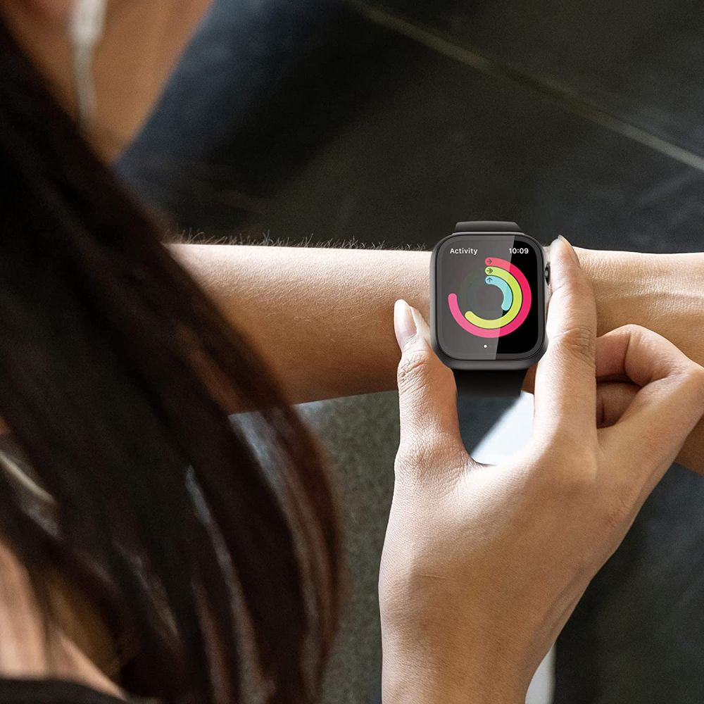 360° COVER PROTETTIVO PER APPLE WATCH 44 MM DOOP DEFENSE 360GUARD TITANIO/ARANCIONE
