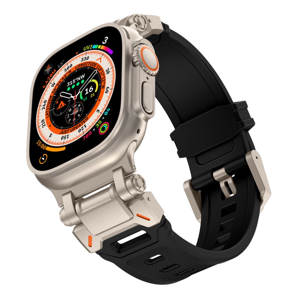 CINTURINO TECH-PROTECT DELTA PRO APPLE WATCH 6 / 7 / 8 / 9 / 10 / SE / ULTRA 1 / 2 (44 / 45 / 46 / 49 MM) NERO/TITANIO
