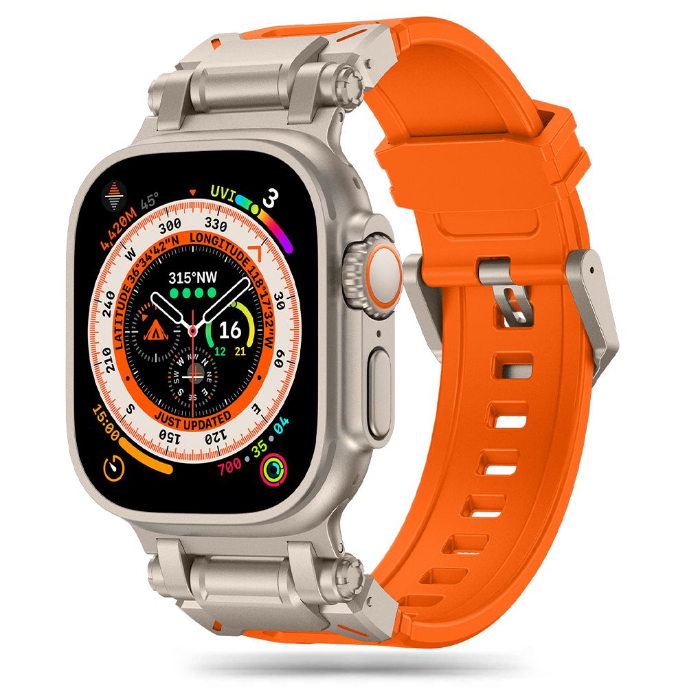 CINTURINO TECH-PROTECT DELTA PRO APPLE WATCH 6 / 7 / 8 / 9 / 10 / SE / ULTRA 1 / 2 (44 / 45 / 46 / 49 MM) ARANCIONE/TITANIO
