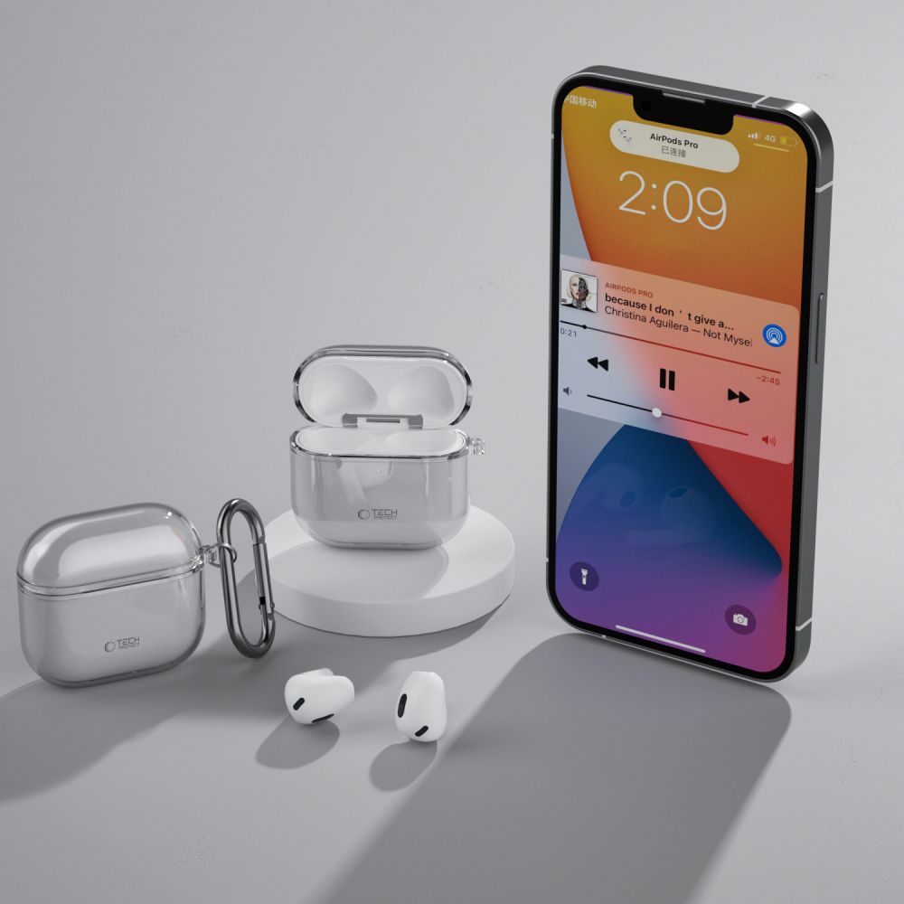 CUSTODIA TECH-PROTECT FLEXAIR APPLE AIRPODS 4 GRIGIO FUMO.