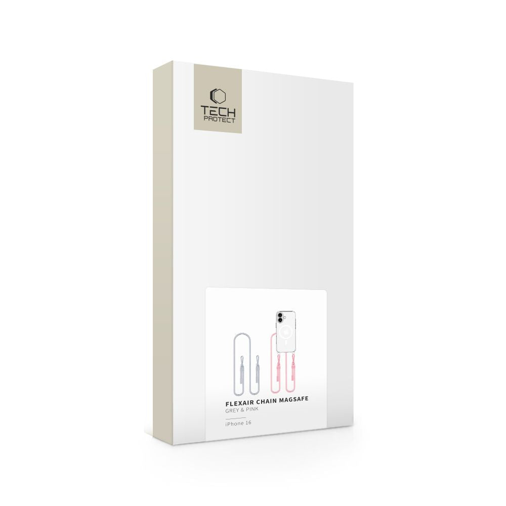 COPERTURA TECH-PROTECT FLEXAIR CHAIN MAGSAFE IPHONE 16 GRIGIO E ROSA