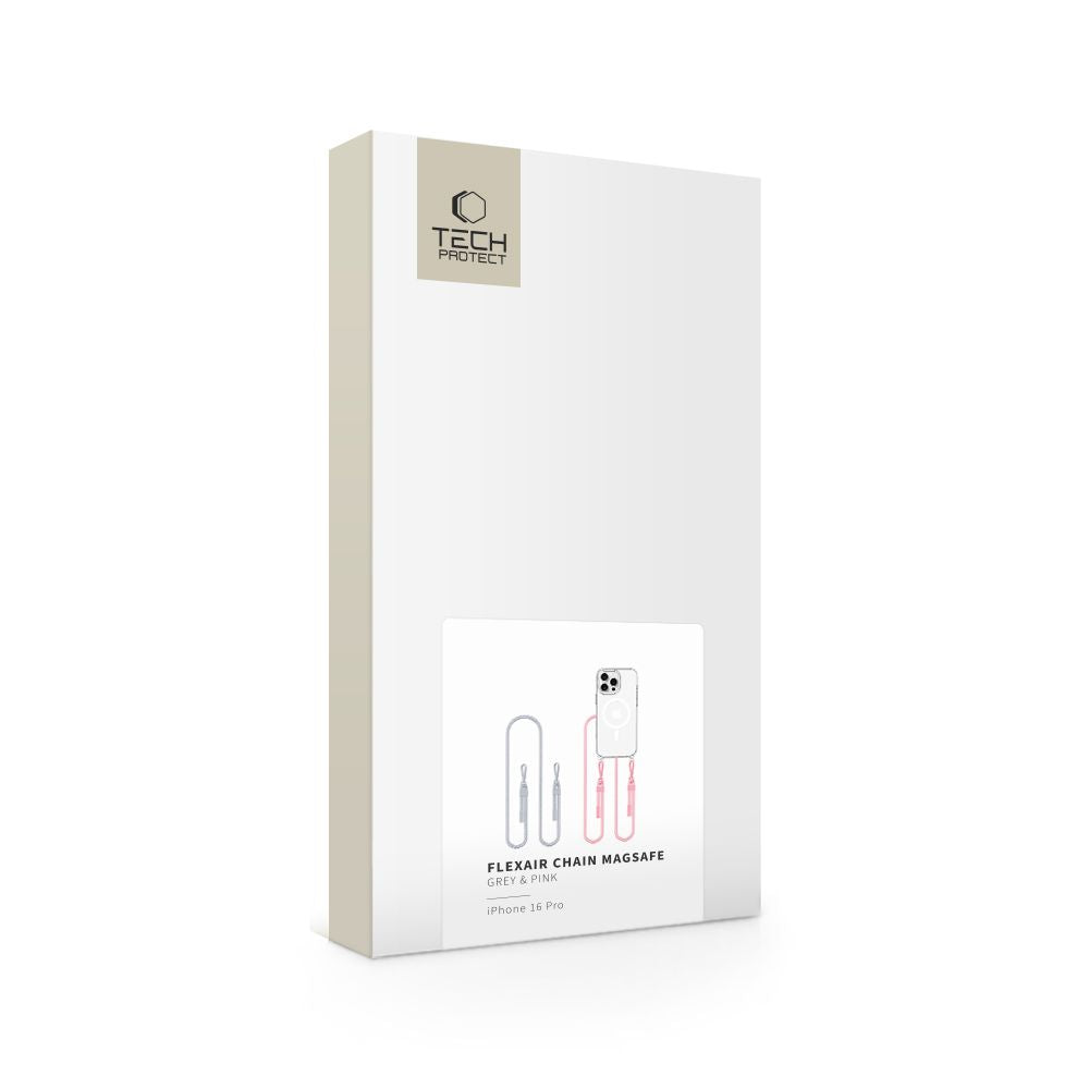 CUSTODIA TECH-PROTECT FLEXAIR CHAIN MAGSAFE IPHONE 16 PRO GRIGIO E ROSA