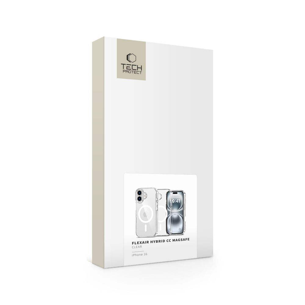COPERTURA TECH-PROTECT FLEXAIR HYBRID CC MAGSAFE IPHONE 16 TRASPARENTE