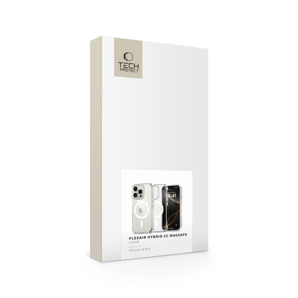 COPERTURA TECH-PROTECT FLEXAIR HYBRID CC MAGSAFE IPHONE 16 PRO TRASPARENTE