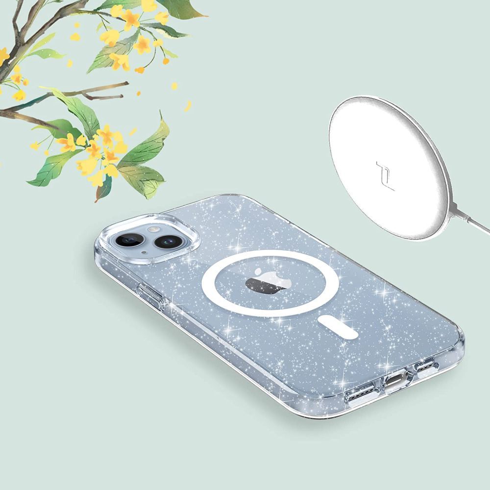 COPERTURA TECH-PROTECT FLEXAIR HYBRID MAGSAFE IPHONE 15 GLITTER CLEAR