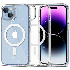 COPERTURA TECH-PROTECT FLEXAIR HYBRID MAGSAFE IPHONE 15 GLITTER CLEAR
