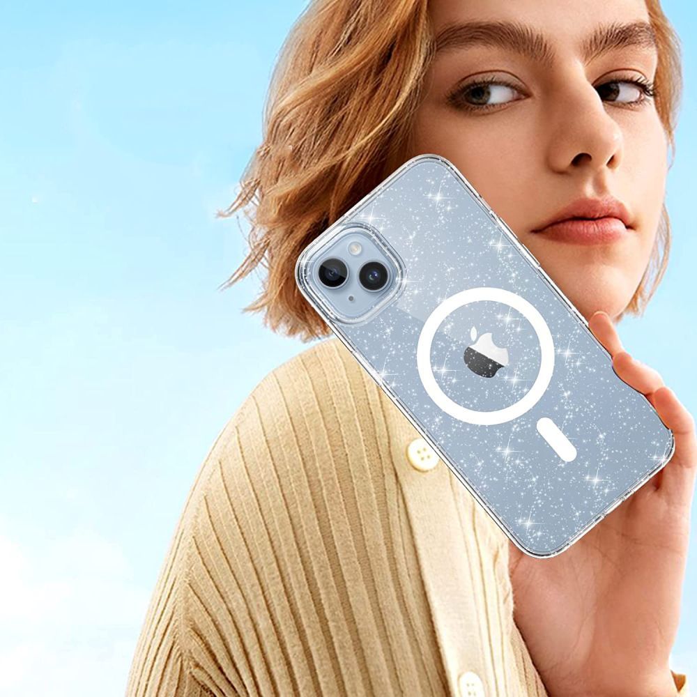 COPERTURA TECH-PROTECT FLEXAIR HYBRID MAGSAFE IPHONE 15 PRO GLITTER CLEAR