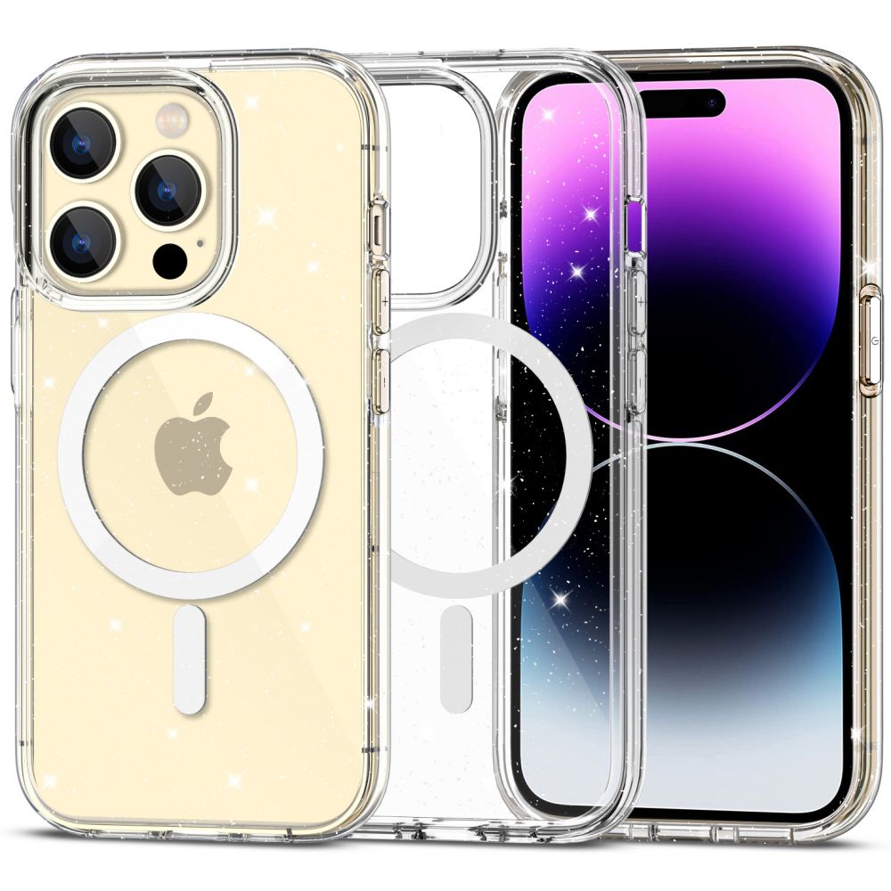 COPERTURA TECH-PROTECT FLEXAIR HYBRID MAGSAFE IPHONE 15 PRO GLITTER CLEAR