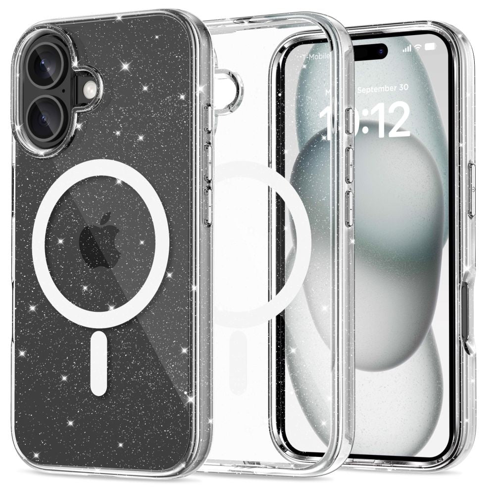COPERTURA PER IPHONE 16 TECH-PROTECT FLEXAIR HYBRID MAGSAFE GLITTER