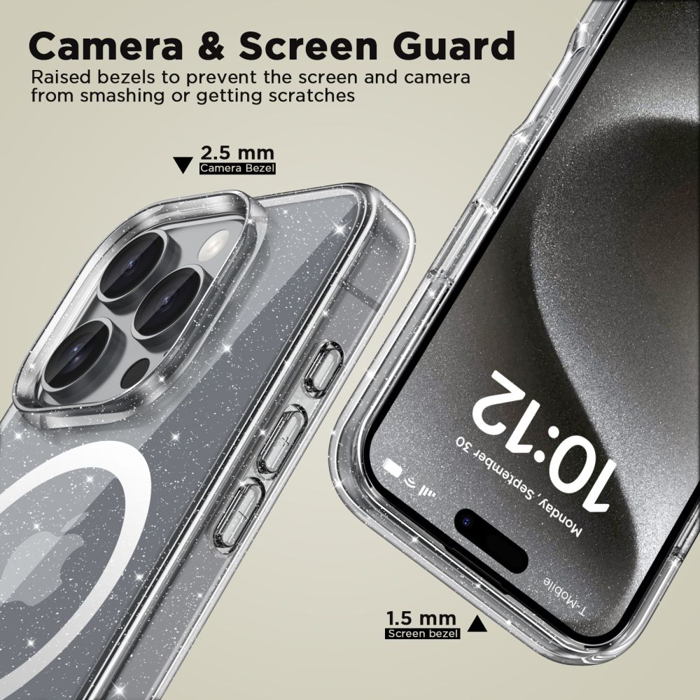 COPERTURA PER IPHONE 16 PRO MAX TECH-PROTECT FLEXAIR IBRIDA MAGSAFE GLITTER
