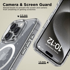 COPERTURA PER IPHONE 16 PRO MAX TECH-PROTECT FLEXAIR IBRIDA MAGSAFE GLITTER