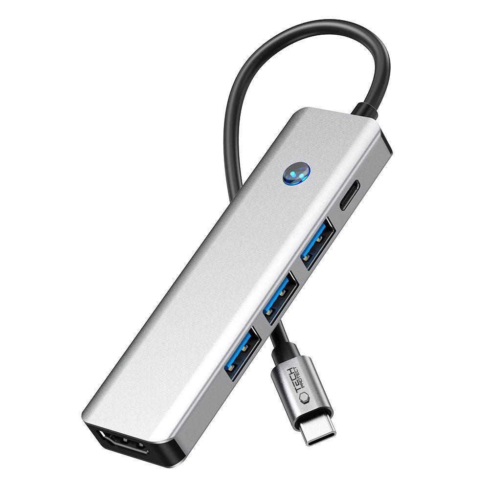 ADATTATORE HUB TECH-PROTECT HB01 5IN1 TYPE-C + USB3.0 + HDMI 4K 60HZ + PD100W GRIGIO SPAZIALE