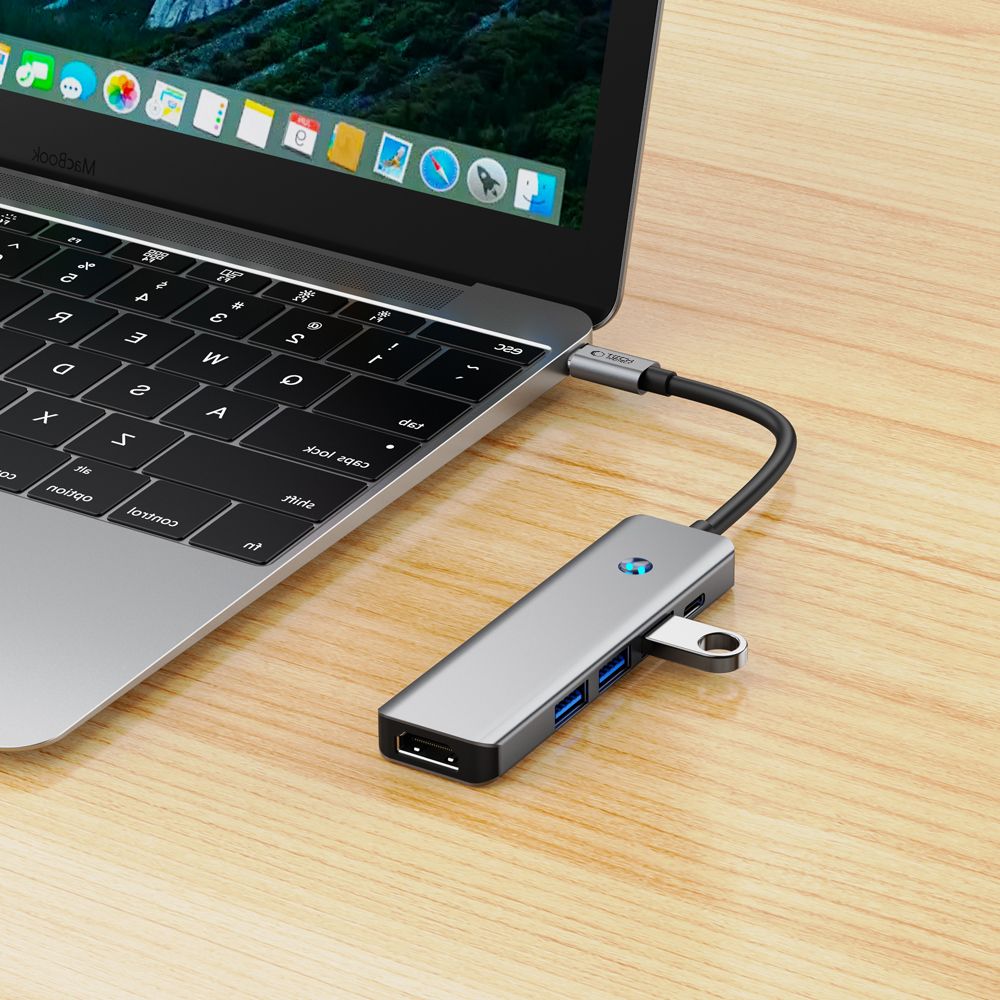 ADATTATORE HUB TECH-PROTECT HB01 5IN1 TYPE-C + USB3.0 + HDMI 4K 60HZ + PD100W GRIGIO SPAZIALE