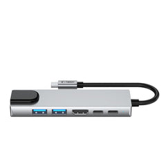 ADATTATORE HUB TECH-PROTECT HB02 6IN1 TYPE-C + USB2.0 + USB3.0 + HDMI 4K 30HZ + RJ45 + PD100W GRIGIO SPAZIALE