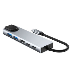 ADATTATORE HUB TECH-PROTECT HB02 6IN1 TYPE-C + USB2.0 + USB3.0 + HDMI 4K 30HZ + RJ45 + PD100W GRIGIO SPAZIALE