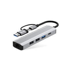 ADATTATORE HUB TECH-PROTECT HB03 5IN1 TYPE-C + USB2.0 + USB3.0 + RJ45 GRIGIO SPAZIALE