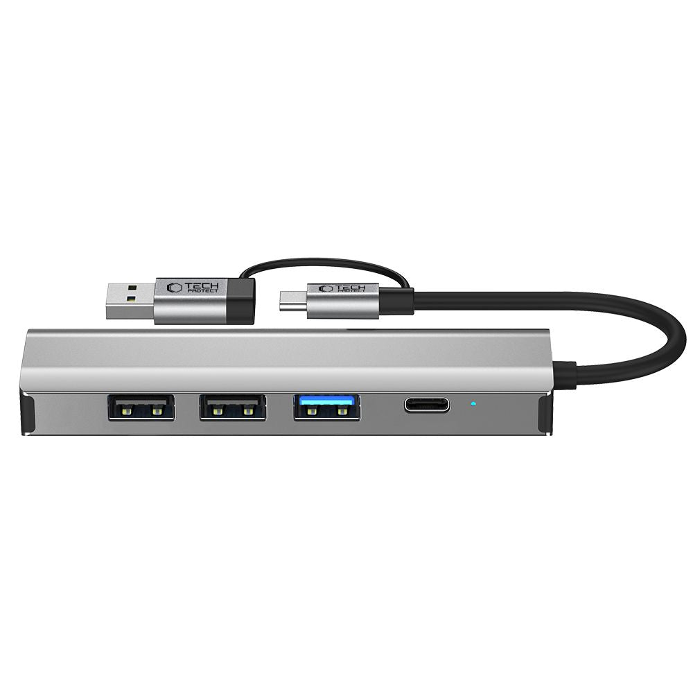 ADATTATORE HUB TECH-PROTECT HB03 5IN1 TYPE-C + USB2.0 + USB3.0 + RJ45 GRIGIO SPAZIALE