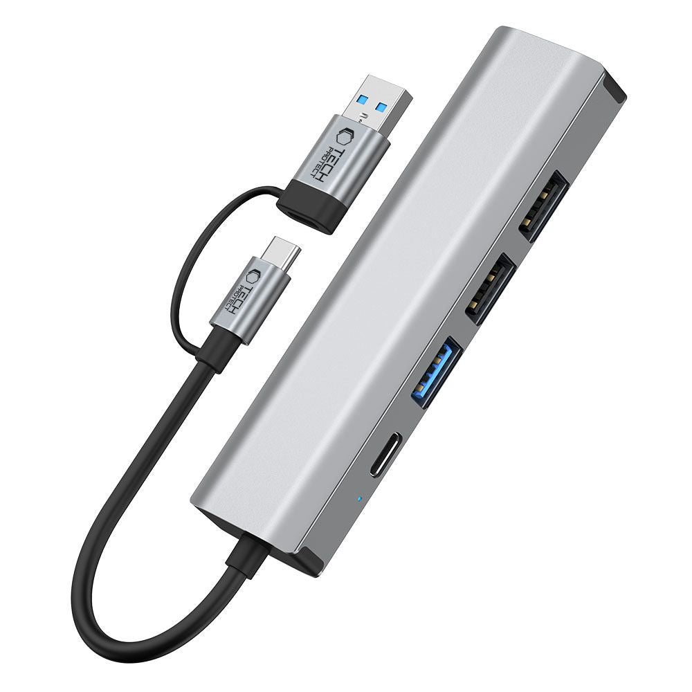 ADATTATORE HUB TECH-PROTECT HB03 5IN1 TYPE-C + USB2.0 + USB3.0 + RJ45 GRIGIO SPAZIALE