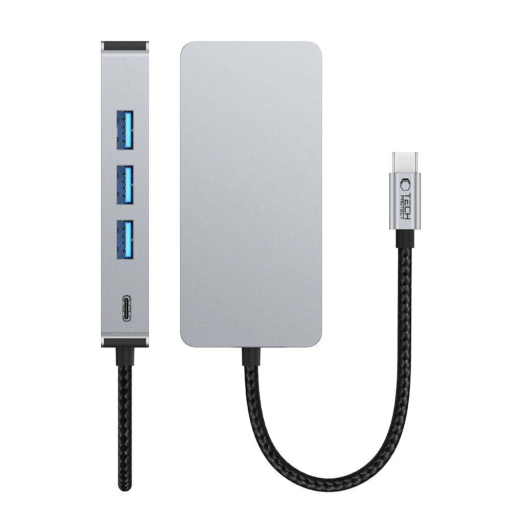 ADATTATORE HUB TECH-PROTECT HB05 9IN1 TYPE-C + USB2.0 + USB3.0 + HDMI 4K 60HZ + SD/TF + PD100W + RJ45 1000M GRIGIO SPAZIALE