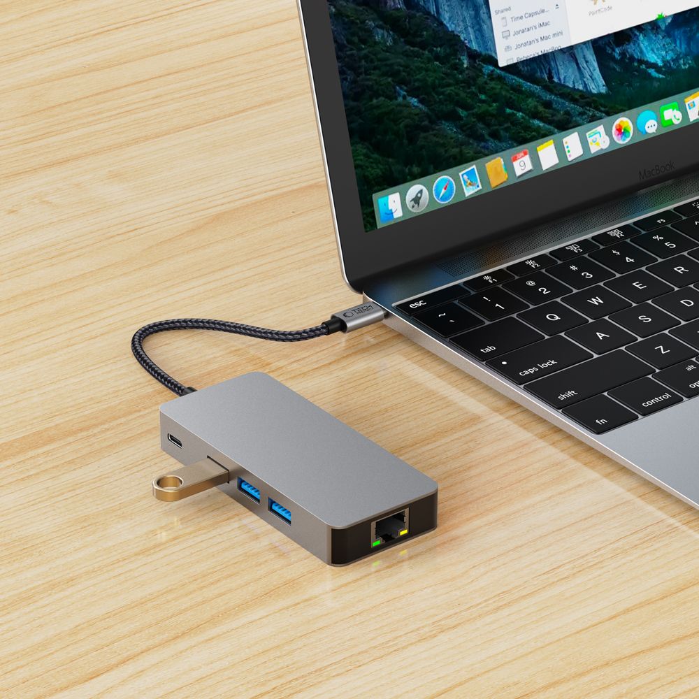 ADATTATORE HUB TECH-PROTECT HB05 9IN1 TYPE-C + USB2.0 + USB3.0 + HDMI 4K 60HZ + SD/TF + PD100W + RJ45 1000M GRIGIO SPAZIALE