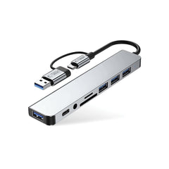 ADATTATORE HUB TECH-PROTECT HB06 9IN1 TYPE-C + USB2.0 + USB3.0 + SD/TF + AV3.5 GRIGIO SPAZIALE