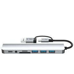 ADATTATORE HUB TECH-PROTECT HB06 9IN1 TYPE-C + USB2.0 + USB3.0 + SD/TF + AV3.5 GRIGIO SPAZIALE