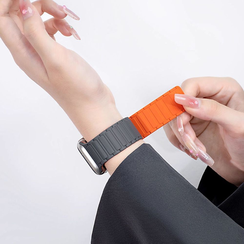 CINTURINO CINTURINO DOOP ICONBAND MAGNETICO APPLE WATCH 4 / 5 / 6 / 7 / 8 / 9 / SE / ULTRA 1 / 2 (42 / 44 / 45 / 49 MM) NERO/ROSSO
